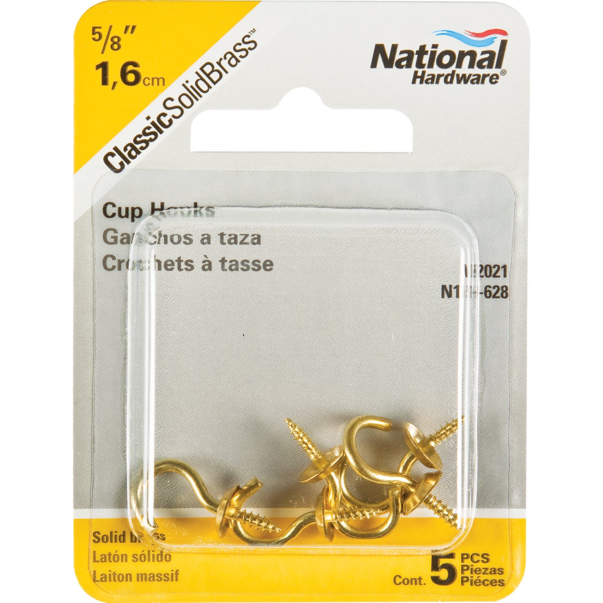 National V2021 5/8 In. Solid Brass Series Cup Hook (5 Count) – Hemlock  Hardware
