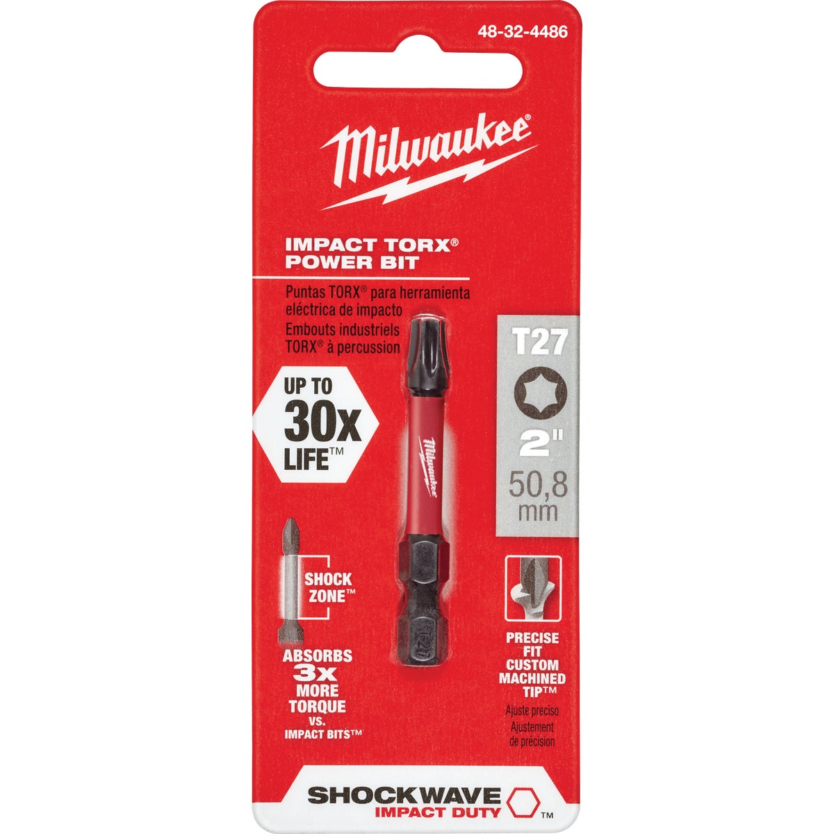 Milwaukee Shockwave T28 TORX 2 In. Power Impact Screwdriver Bit