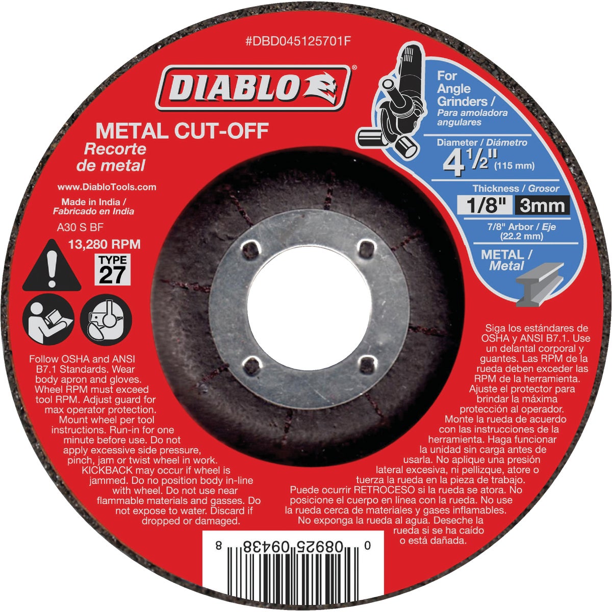 Diablo Type 27 4 1 2 In X 1 8 In X 7 8 In Metal Cut Off Wheel diablo-type-27-4-1-2-in-x-1-8-in-x-7-8-in-metal-cut-off-wheel