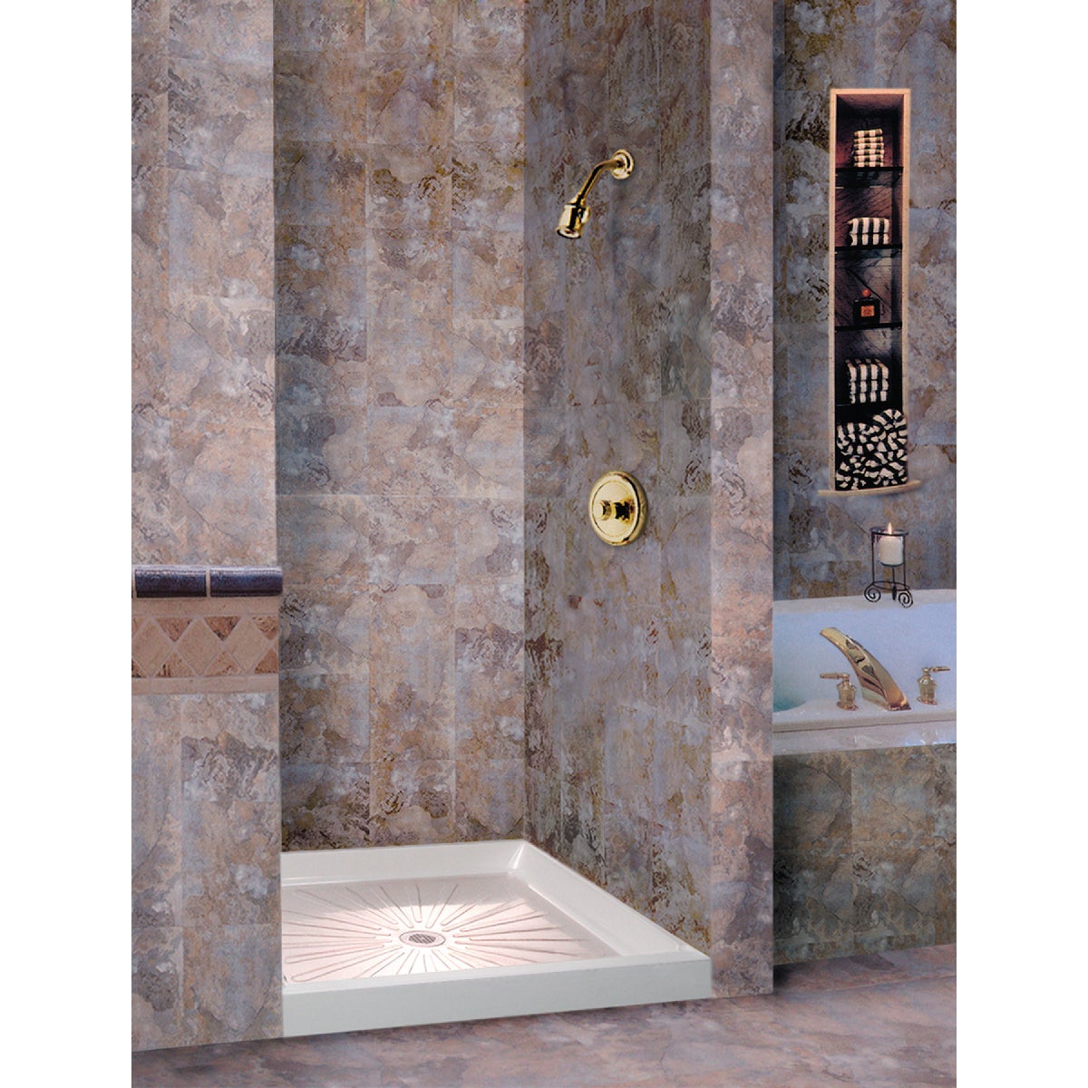 Mustee Durabase 32 In. W x 32 In. D Center Drain Shower Floor & Base i Hemlock Hardware