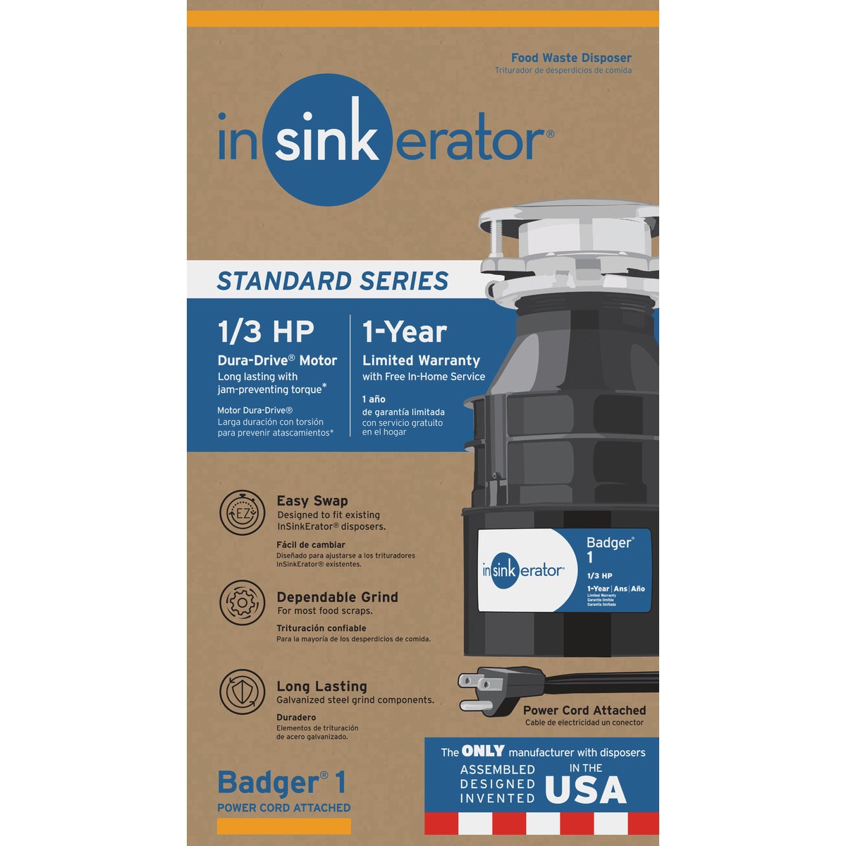 Insinkerator 1/3 HP Badger Garbage Disposer with Power Cord, Year –  Hemlock Hardware