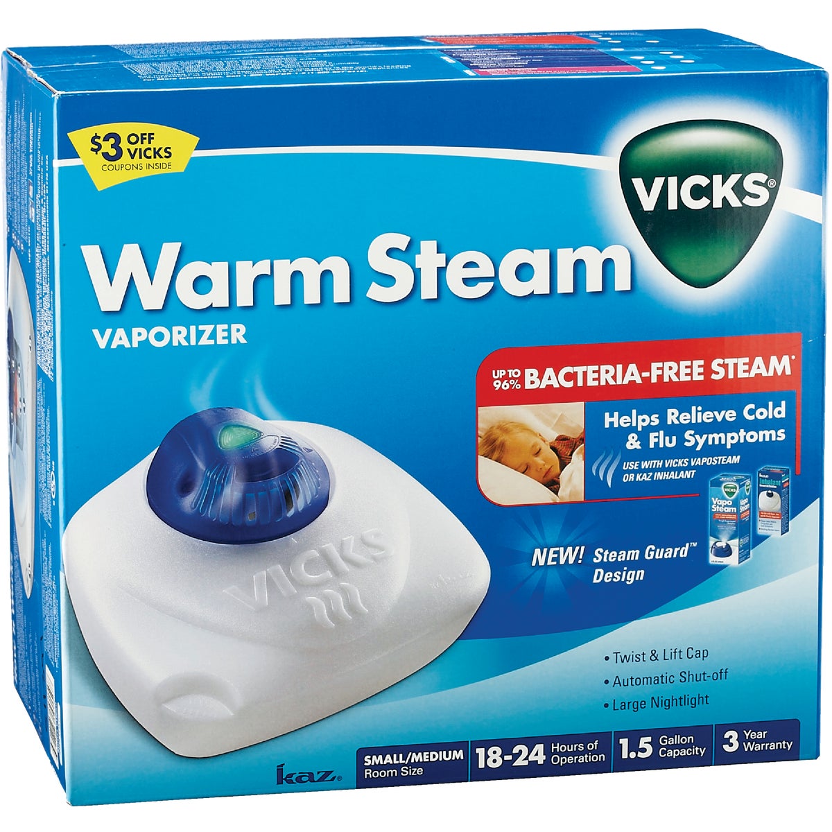 Vicks 1.5 Gal. Capacity Small Size Room Warm Steam Vaporizer – Hemlock  Hardware