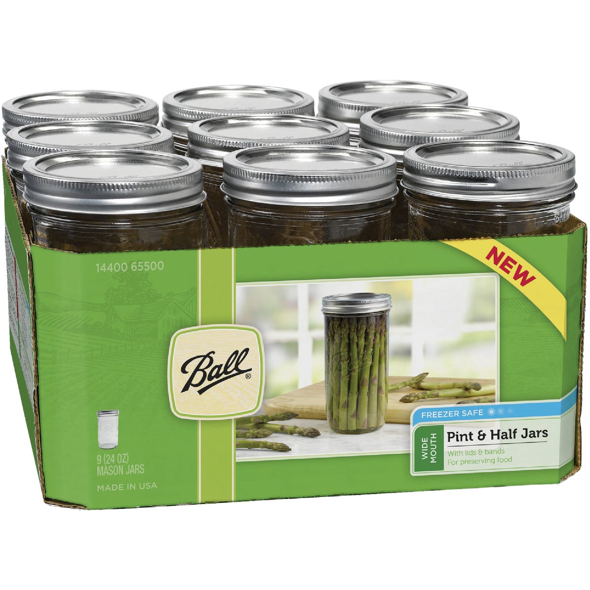 Wide Mouth Pint Canning Jars + Safe Crate Storage, Roots & Harvest