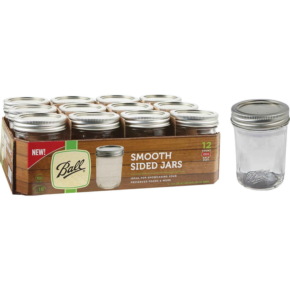 Choice 8 oz. Half-Pint Regular Mouth Glass Canning / Mason Jar with Silver  Metal Lid and Band - 12/Pack