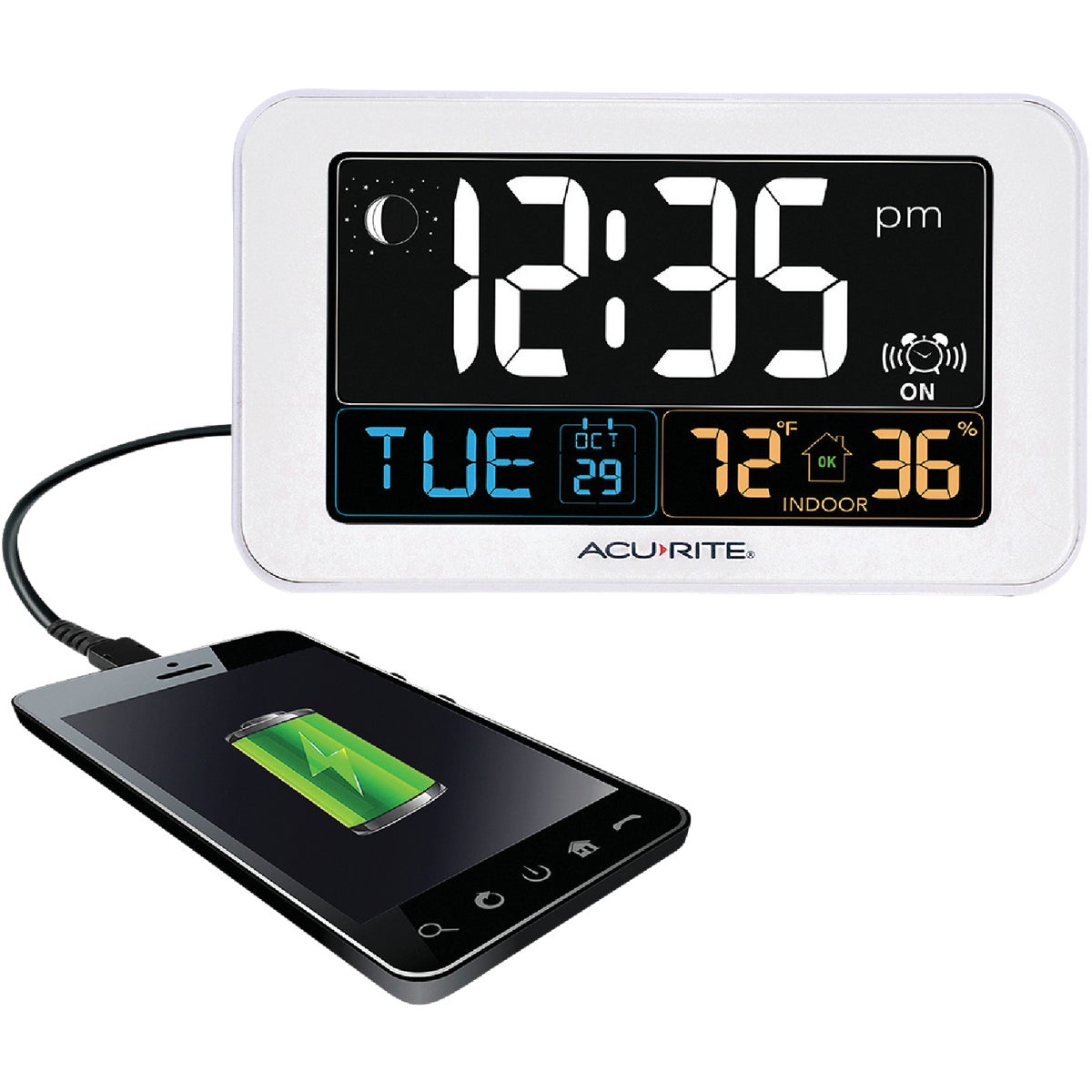 AcuRite- Thermometer and Humidity Monitor with Intelli-Time Clock Cale —