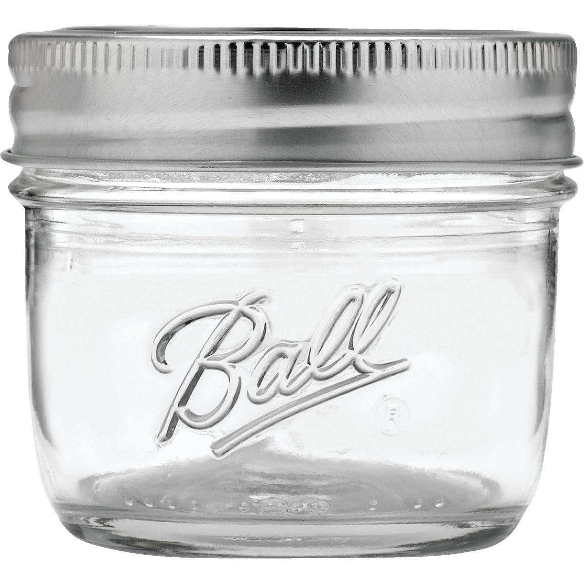 Clear Glass Jar w/ Smooth Black Lid, 4 oz