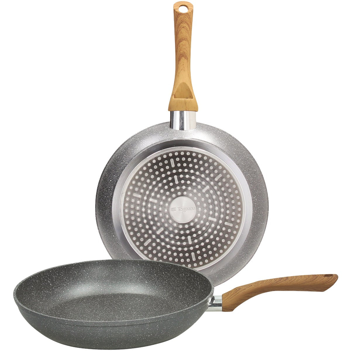 Tognana Wood & Stone Gray Metallic Frying Pan Set (2-Piece