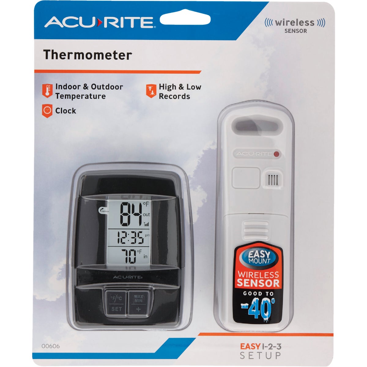 Acurite 1.6 W x 4.8 H Sensor Wireless Indoor & Outdoor Thermometer 