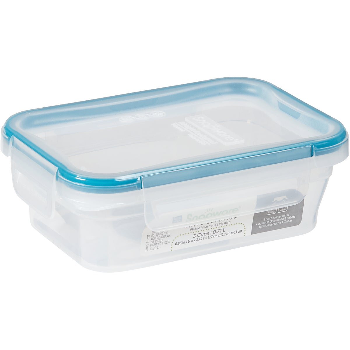 Snapware Total Solution 3-Cup Plastic Food Storage Container with Lid,  3-Cup Rectangular Meal Prep Container, Non-Toxic, BPA-Free Lid with 4  Locking