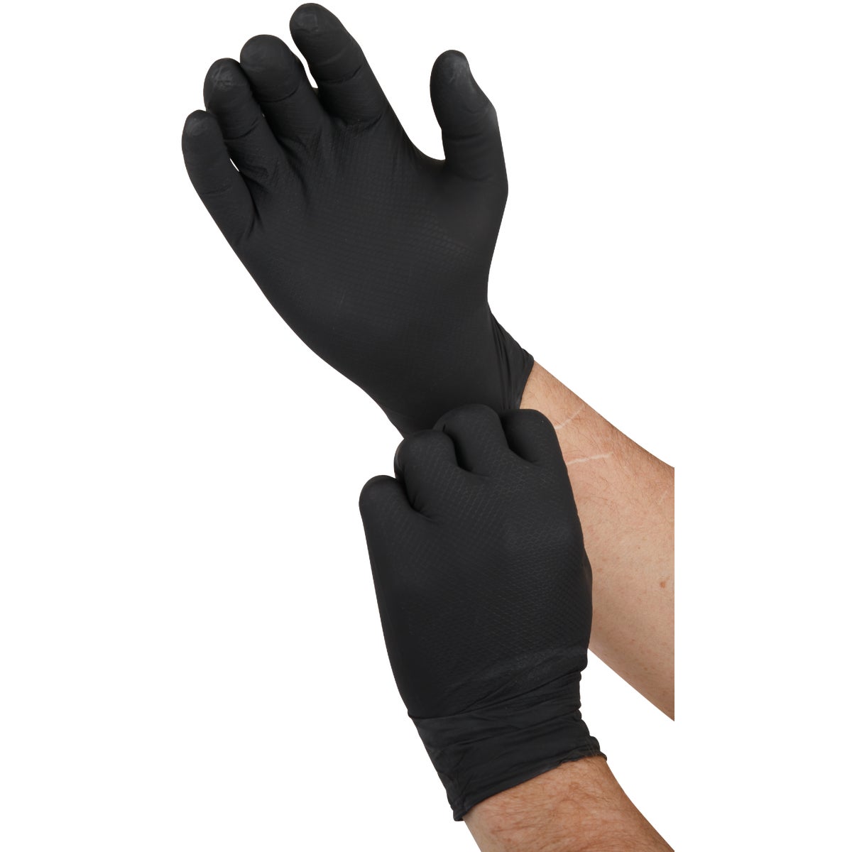 Grippaz XL Black Nitrile Fish Scale Texture Disposable Gloves (50Pack