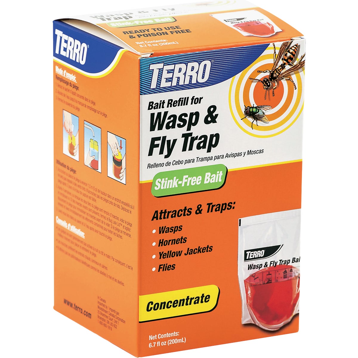  TERRO T515 Wasp & Fly Trap Plus Fruit Fly – Refill, 1 Pack :  Patio, Lawn & Garden