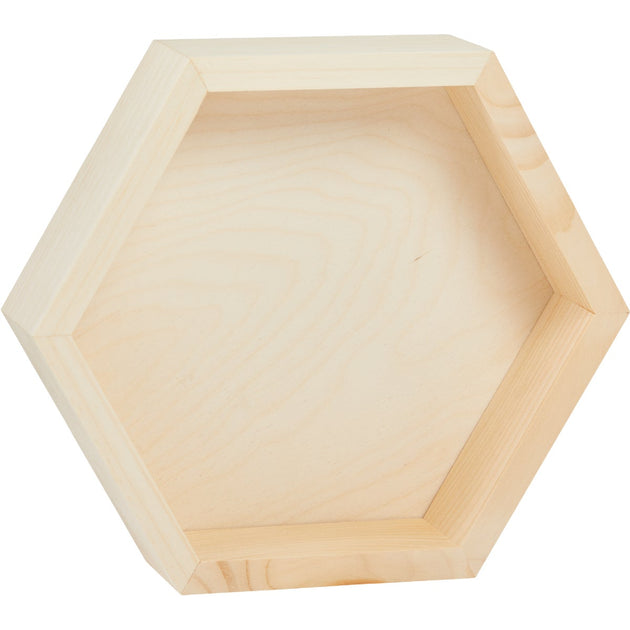 Walnut Hollow Unfinished Hexagon Shadow Box Hemlock Hardware 