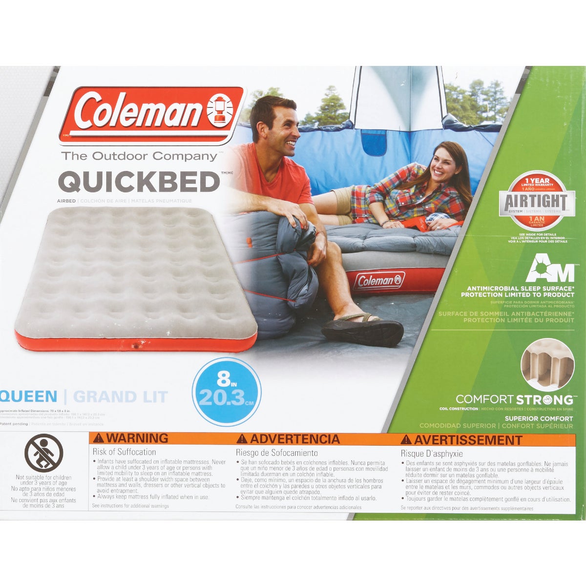 Coleman Single High Quick Air Mattress Queen Hemlock Hardware