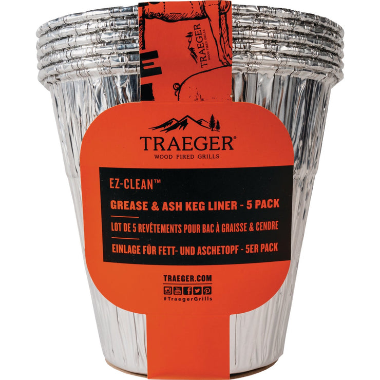 Traeger EZ-Clean Aluminum Grease & Ash Keg Liner (5-Pack)