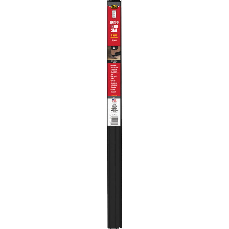 Image of M-D 1-3/4 In. x 1-5/8 In. x 36 In. Matte Black Aluminum U-Shaped Door Bottom with Drip Cap