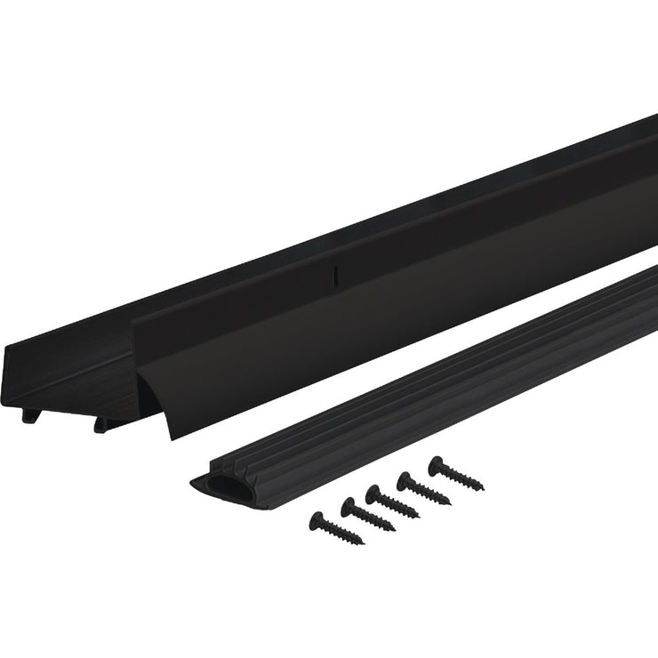 Image of M-D 1-3/4 In. x 1-5/8 In. x 36 In. Matte Black Aluminum U-Shaped Door Bottom with Drip Cap