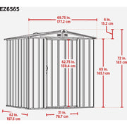 Image of Arrow EZEE 6 Ft. x 5 Ft. Galvanized Steel Storage Shed, Charcoal