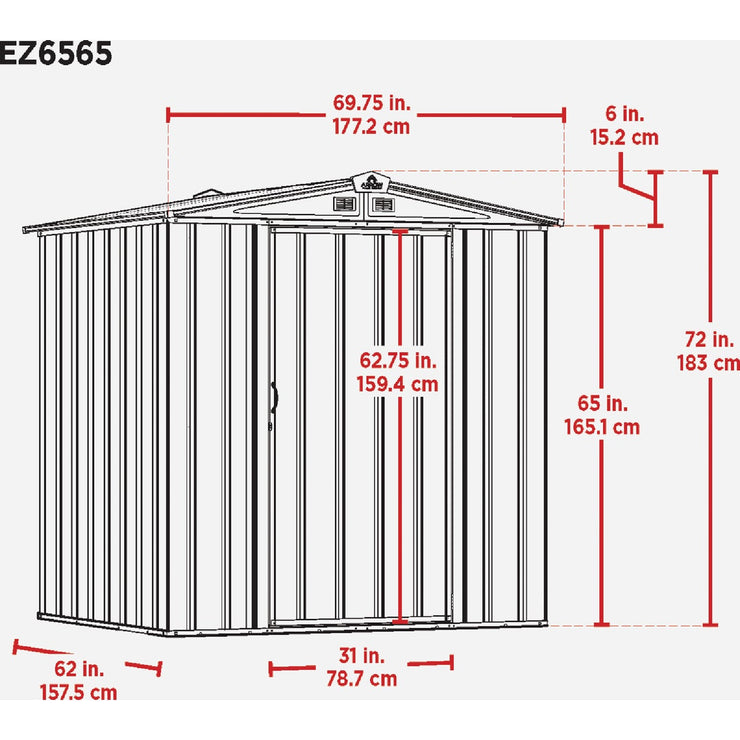 Image of Arrow EZEE 6 Ft. x 5 Ft. Galvanized Steel Storage Shed, Charcoal