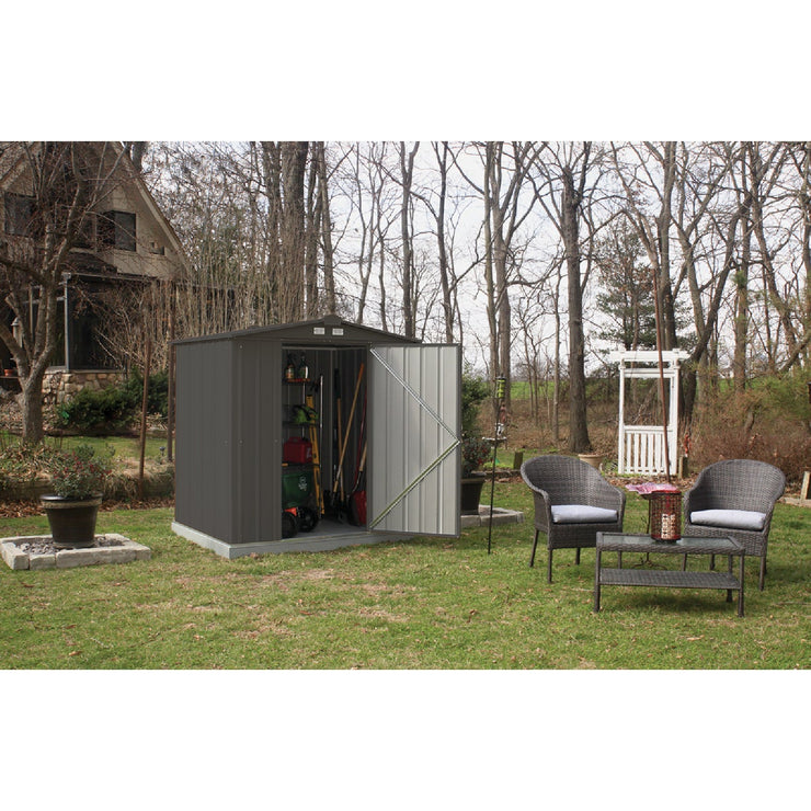 Image of Arrow EZEE 6 Ft. x 5 Ft. Galvanized Steel Storage Shed, Charcoal