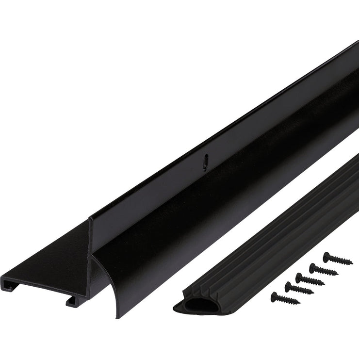 Image of M-D 1-3/8 In. x 1-3/32 In. x 36 In. Matte Black Aluminum L-Shaped Door Bottom with Drip Cap