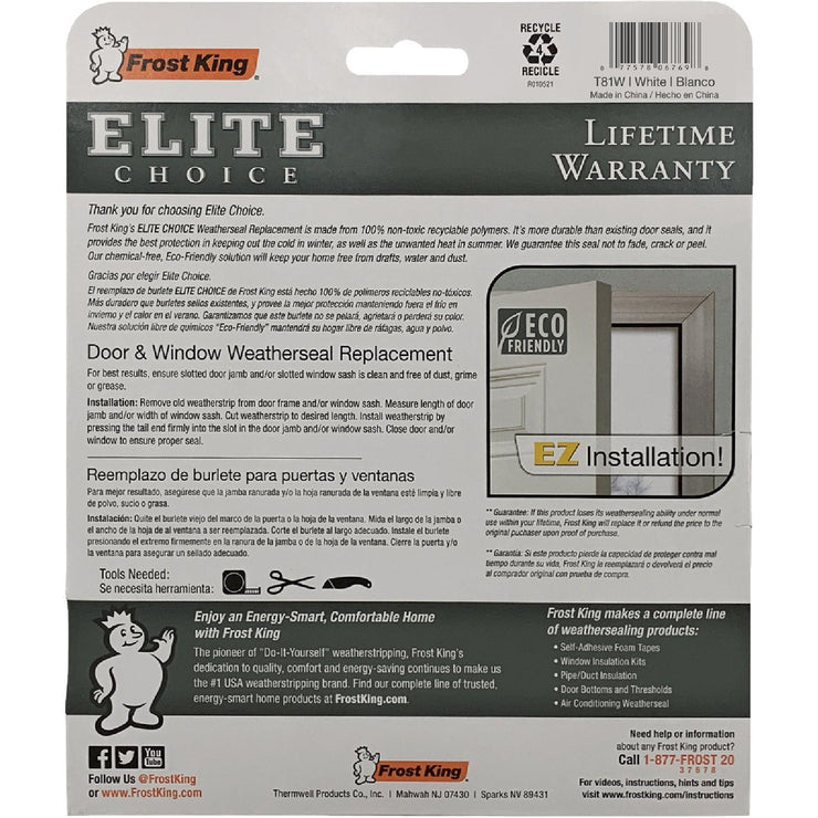 Image of Frost King 3/8 In. x 5/8 In. x 81 In. White Door & Window Replacement Seal