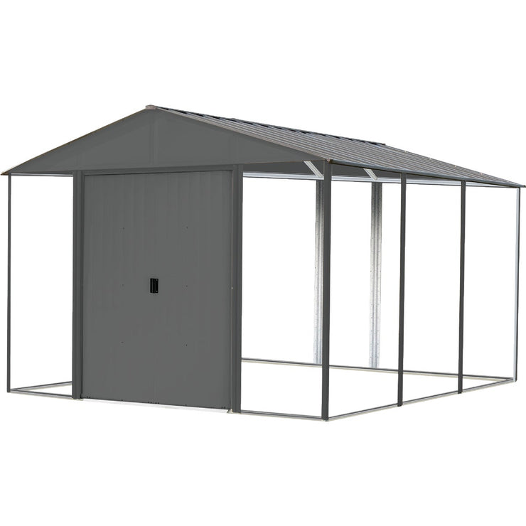 Image of Arrow Ironwood 10 Ft. x 12 Ft. Galvanized Steel Hybrid Shed Kit, Anthracite