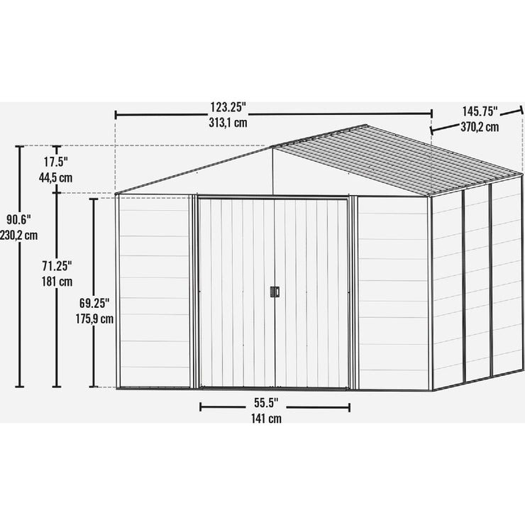 Image of Arrow Ironwood 10 Ft. x 12 Ft. Galvanized Steel Hybrid Shed Kit, Anthracite