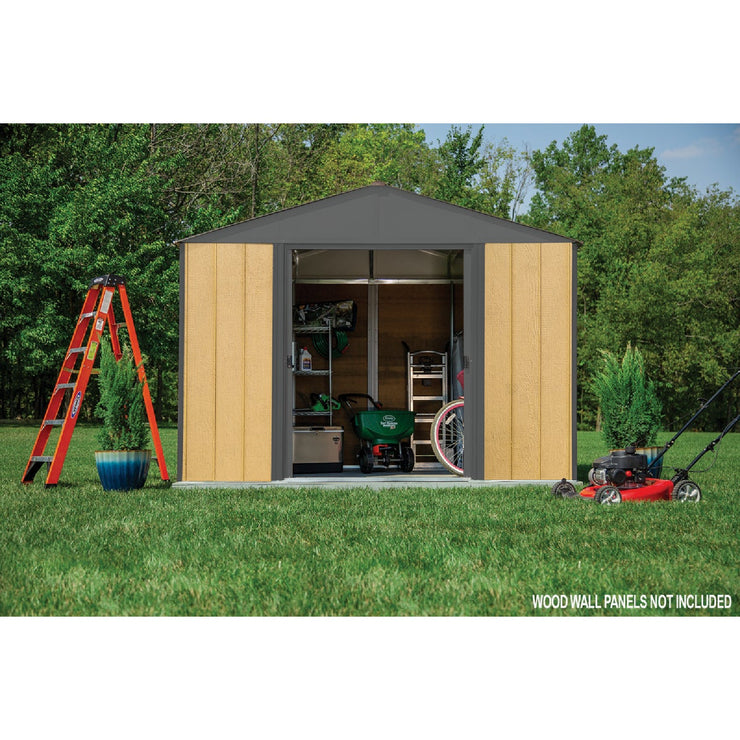 Image of Arrow Ironwood 10 Ft. x 12 Ft. Galvanized Steel Hybrid Shed Kit, Anthracite