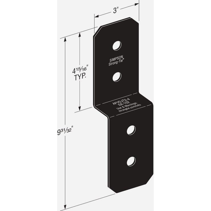 Image of Simpson Strong-Tie Outdoor Accents Avant Collection 2x 4 In. ZMAX Black Powder-Coated Deck Joist Tie