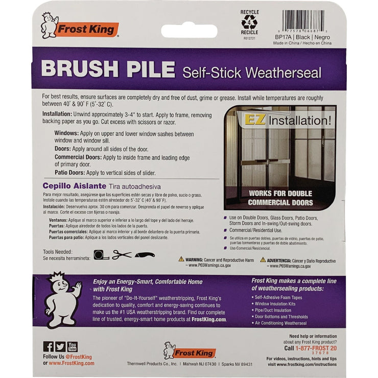 Image of Frost King 1/4 In. x 3/8 In. x 17 Ft. Brush Pile Self-Stick Weatherseal