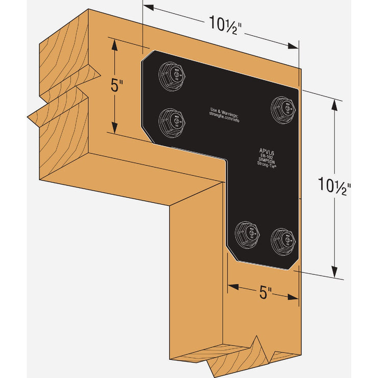 Image of Simpson Strong-Tie Outdoor Accents Avant Collection 6 In. x 6 In. ZMAX Black Powder-Coated L Strap