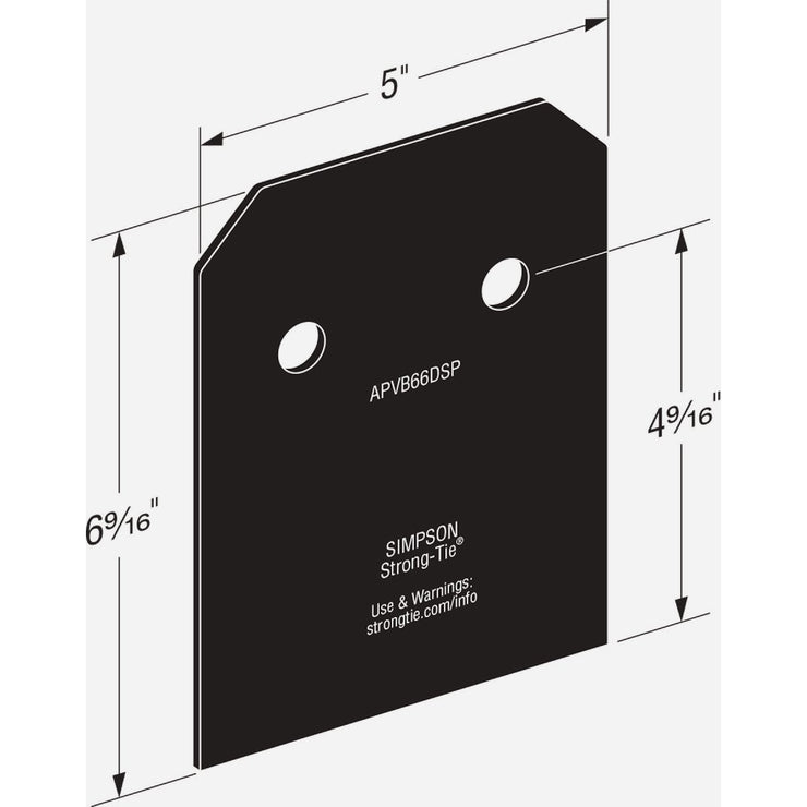 Image of Simpson Strong-Tie Outdoor Accents Avant Collection 6x ZMAX Black Post Base Side Plate (2-Count)