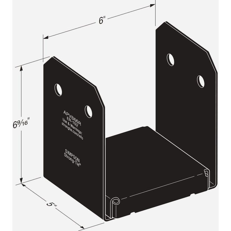 Image of Simpson Strong-Tie Outdoor Accents Avant Collection 6 In x 6 In. Rough ZMAX Black Powder-Coated Post Base