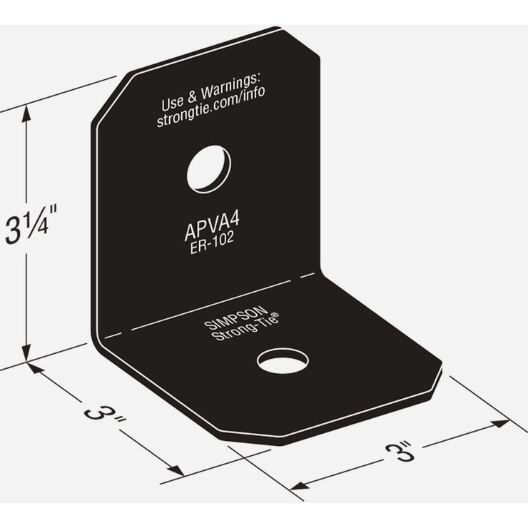 Image of Simpson Strong-Tie Outdoor Accents Avant Collection ZMAX Black Powder-Coated 4 x 90 Deg. 12 Ga. Framing Angle