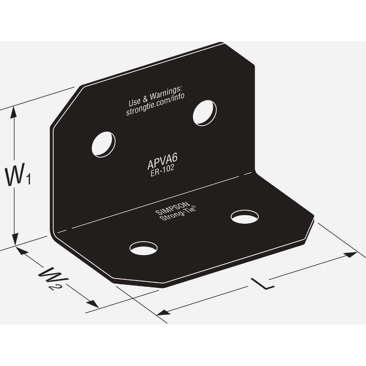 Image of Simpson Strong-Tie Outdoor Accents Avant Collection ZMAX Black Powder-Coated 6 x 90 Deg. 12 Ga. Framing Angle