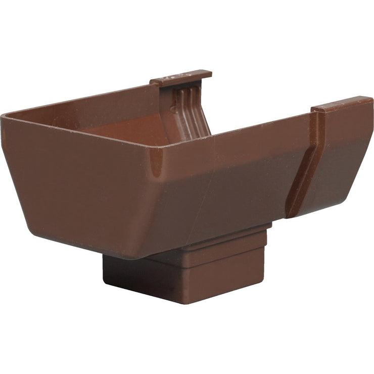 Image of Amerimax 5 In. Contemporary Vinyl Brown Gutter End with Drop Outlet