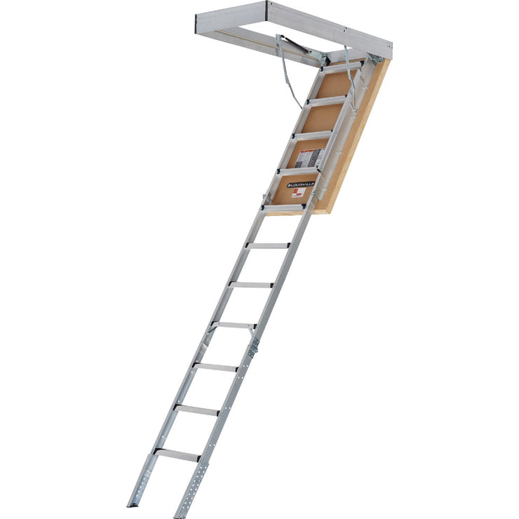 Image of Louisville Energy Efficient 7 Ft. 8 In. to 10 Ft. 3 In. 30 In. x 54 In. Aluminum Attic Stairs with Aluminum Frame & Aluminum Rail, 375 Lb. Load