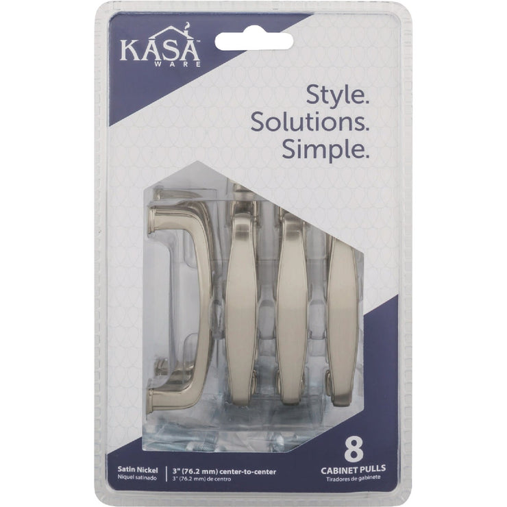 Image of KasaWare 3-1/2" Overall Length Satin Nickel Cabinet Pull (8-Pack)