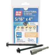 Image of  Grip-Rite PrimeGuard Plus 5/16 In. x 4 In. Hex Washer Head Structural Screw (20-Count)