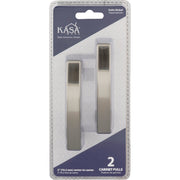 Image of KasaWare 4 In. Overall Length Satin Nickel Flared Foot Square Pull (2-Pack)