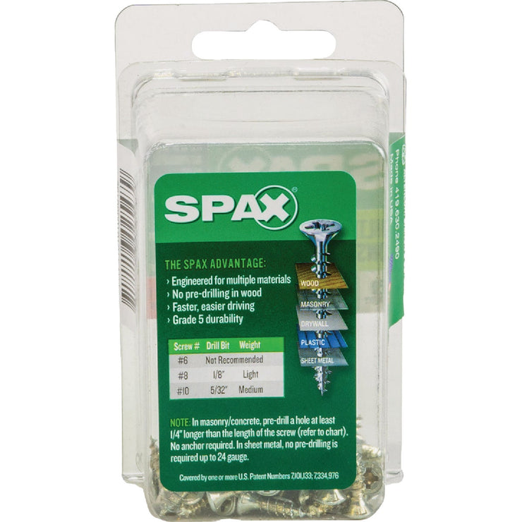 Image of SPAX 6 x 1/2 In. Flat Head Unidrive (Combo Drive) Zinc (Interior) Wood Screw (50-Count)