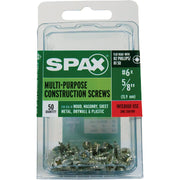 Image of SPAX 6 x 5/8 In. Flat Head Unidrive (Combo Drive) Zinc (Interior) Wood Screw (50-Count)