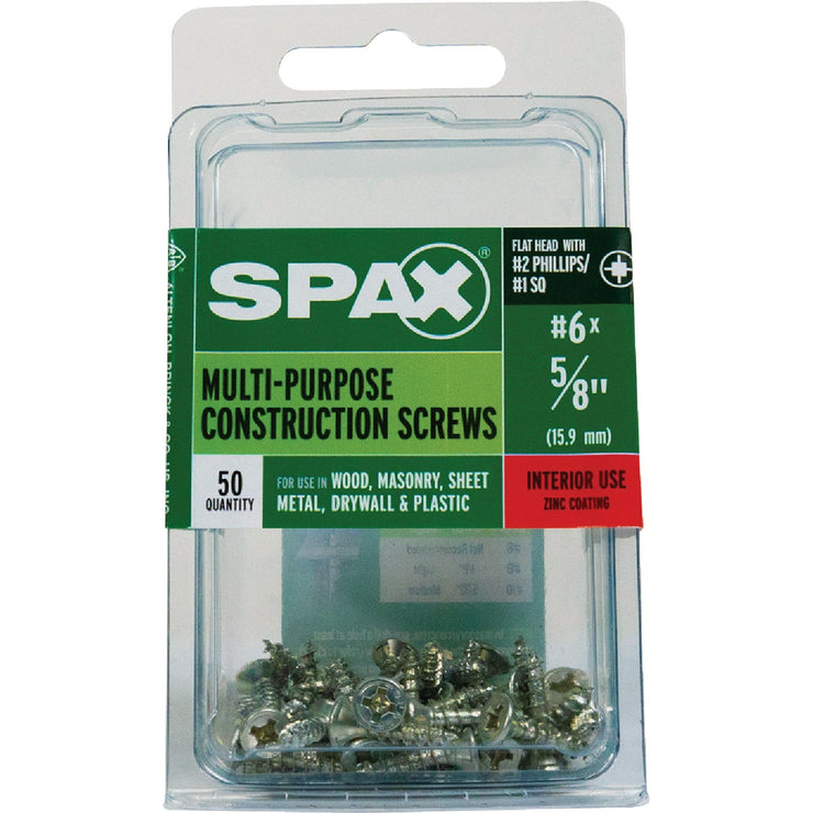 Image of SPAX 6 x 5/8 In. Flat Head Unidrive (Combo Drive) Zinc (Interior) Wood Screw (50-Count)