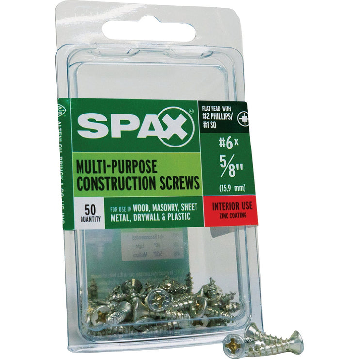 Image of SPAX 6 x 5/8 In. Flat Head Unidrive (Combo Drive) Zinc (Interior) Wood Screw (50-Count)