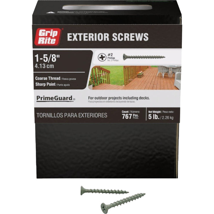 Image of Grip-Rite PrimeGuard Ten 1-5/8 In. Exterior Screw (5 Lb.)