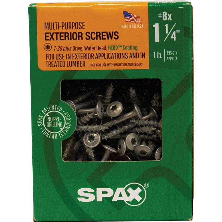 Image of SPAX 8 x1-1/4 In. Wafer Head T-20+ HCR-X (Exterior Rated) Cabinet Screw 1 Lb. (195-Count)