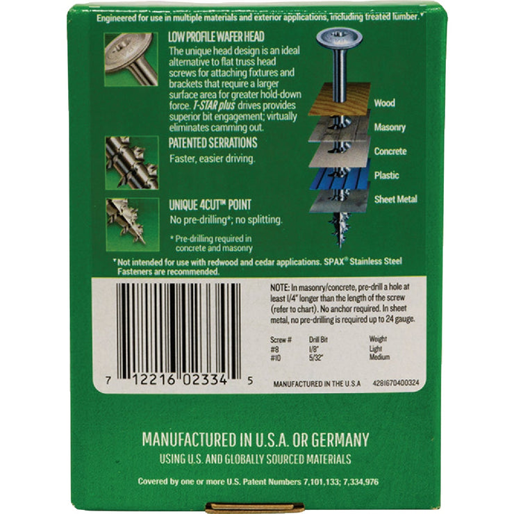 Image of SPAX 8 x1-1/4 In. Wafer Head T-20+ HCR-X (Exterior Rated) Cabinet Screw 1 Lb. (195-Count)