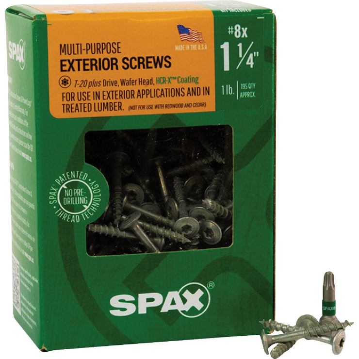 Image of SPAX 8 x1-1/4 In. Wafer Head T-20+ HCR-X (Exterior Rated) Cabinet Screw 1 Lb. (195-Count)