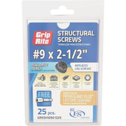 Image of  Grip-Rite PrimeGuard Plus #9 x 2.5 In. Hex Washer Head Structural Screw (25-Count)
