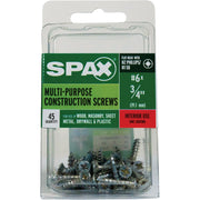 Image of SPAX 6 x 3/4 In. Flat Head Unidrive (Combo Drive) Zinc (Interior) Wood Screw (45-Count)